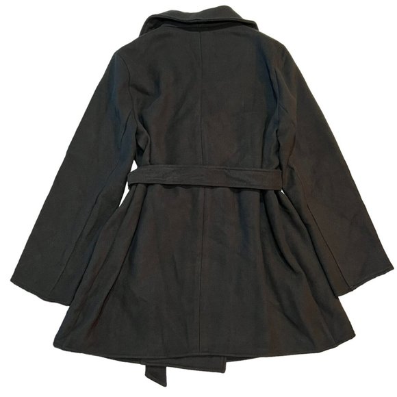 NWT ANN TAYLOR Pea Coat XL Black Button Tie Belt - Picture 2 of 4